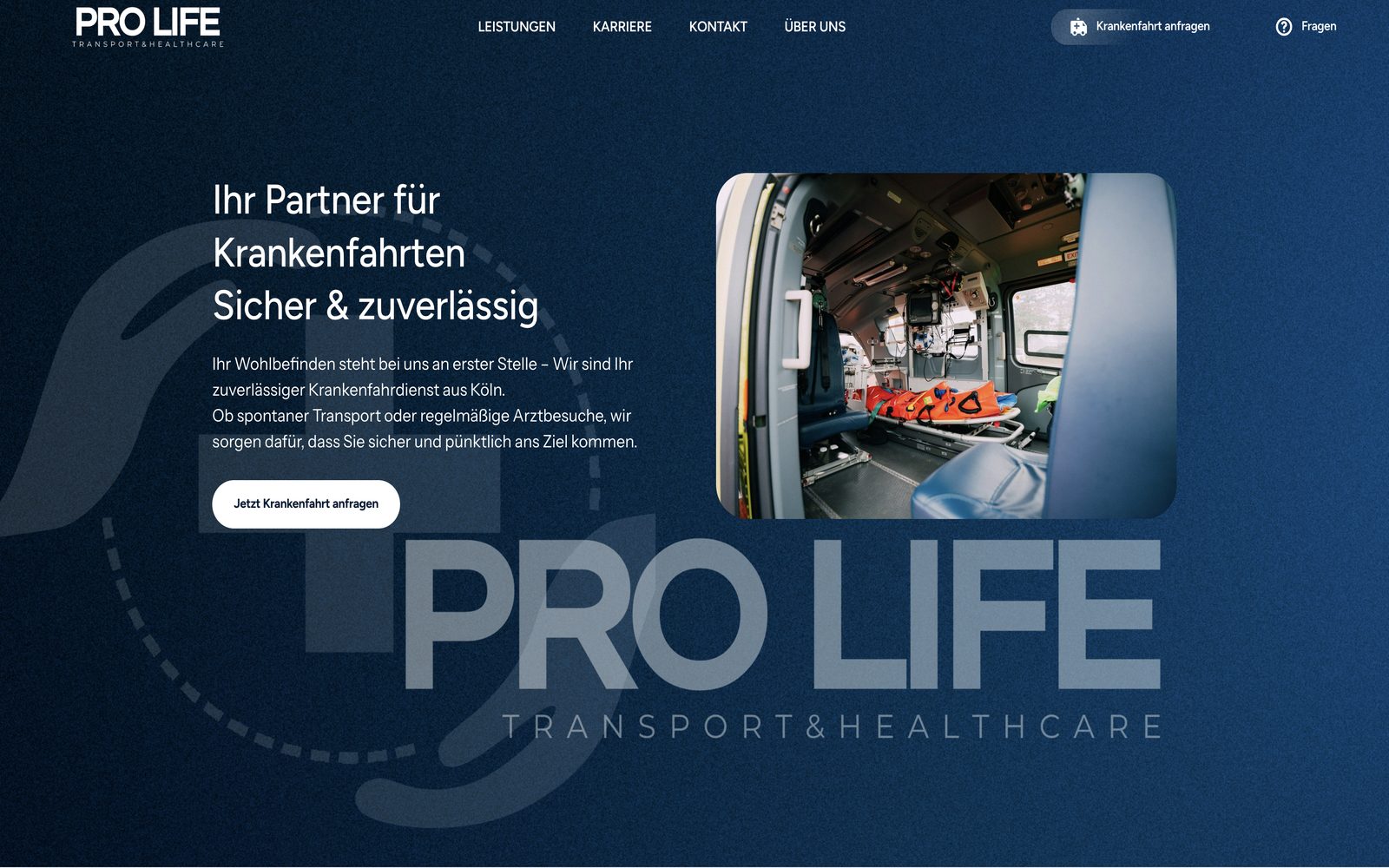 Startseite von ProLife Krankenfahrdienst
